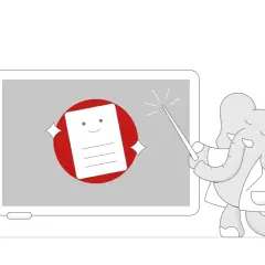 Słonie pomaga w zmianie ubezpieczyciela OC, czarując dokumenty na ekranie tabletu.