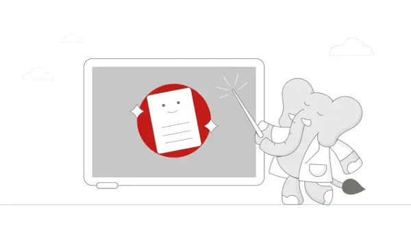 Słonie pomaga w zmianie ubezpieczyciela OC, czarując dokumenty na ekranie tabletu.