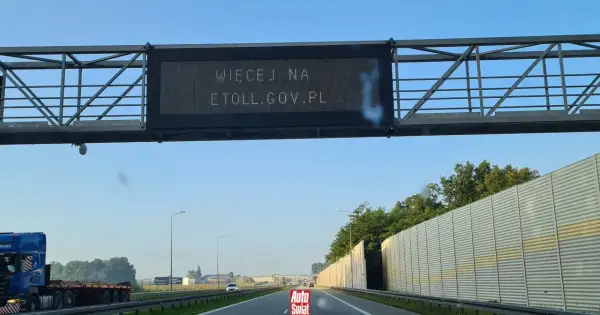Na autostradzie znak informuje: "Więcej na etoll.gov.pl". To miejsce, gdzie dowiesz się, co to jest winieta i jak ją kupić.